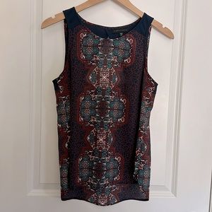 Sanctuary Sleeveless Top Open Cutout Back, Multi-Color Mosaic Pattern, Sz Small
